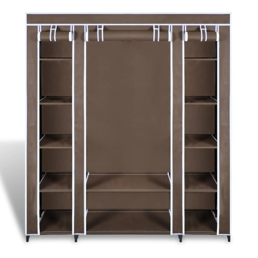Stoffschrank mit Fächern und Stangen 45×150×176 cm Braun - Pazzar.ch