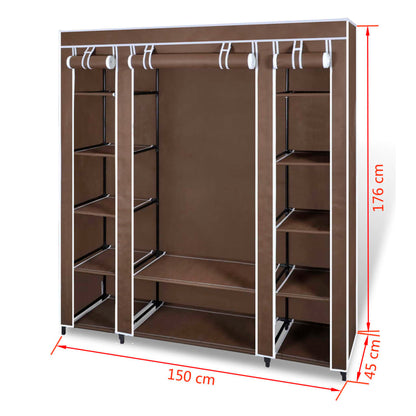 Stoffschrank mit Fächern und Stangen 45×150×176 cm Braun - Pazzar.ch
