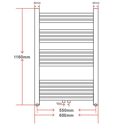 Handtuchheizkörper Warmwasser Gerade 600x1160 mm - Pazzar.ch
