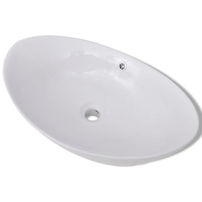 Keramik Waschbecken Keramikspülen Überlauf Oval 59 x 38,5 cm - Pazzar.ch