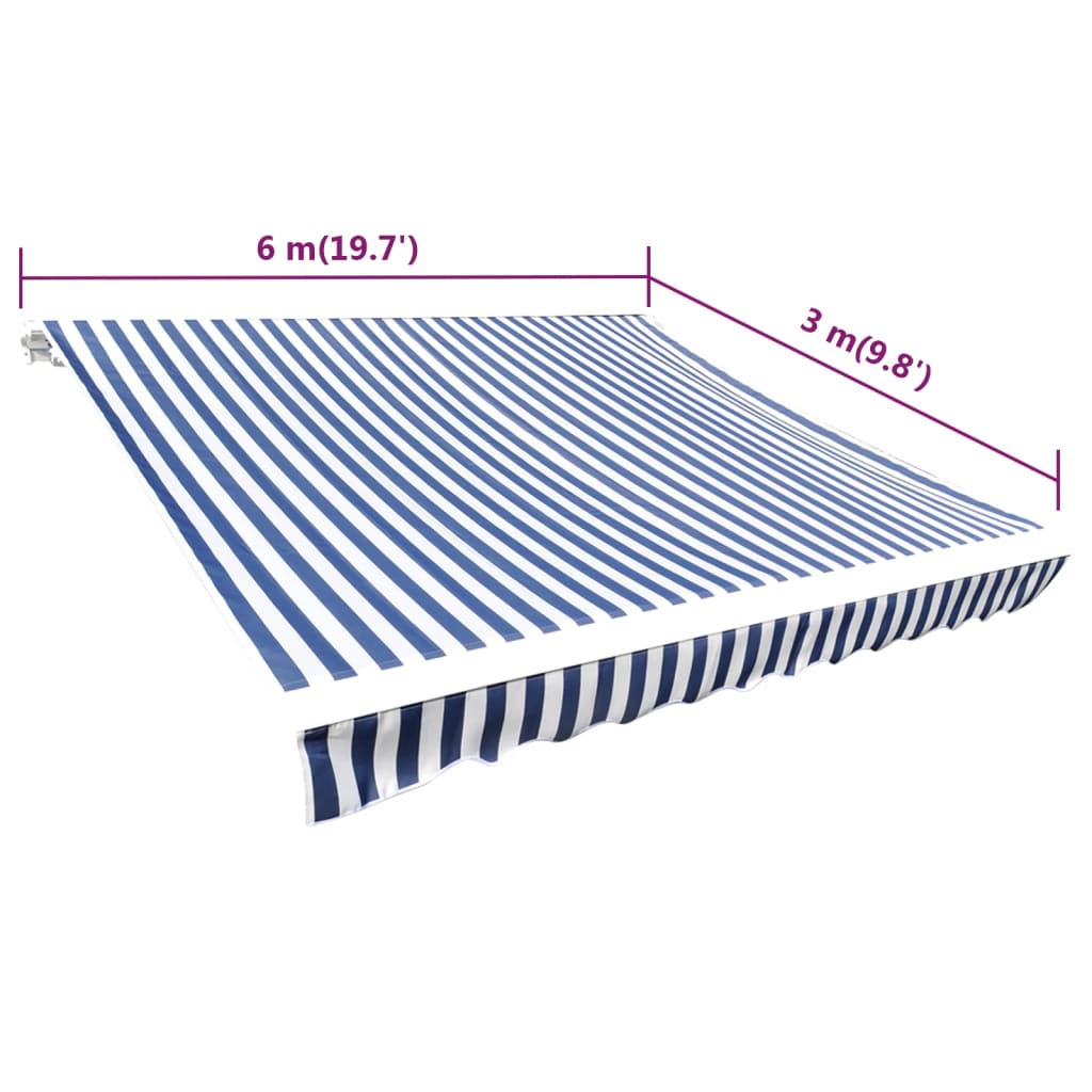 Markisenbespannung Canvas Blau & Weiß 6x3 m (ohne Rahmen) - Pazzar.ch