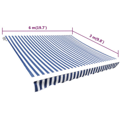 Markisenbespannung Canvas Blau & Weiß 6x3 m (ohne Rahmen) - Pazzar.ch