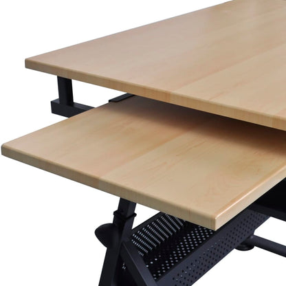 Zeichentisch mit neigbarer Tischplatte 2 Schubladen und Hocker - Pazzar.ch