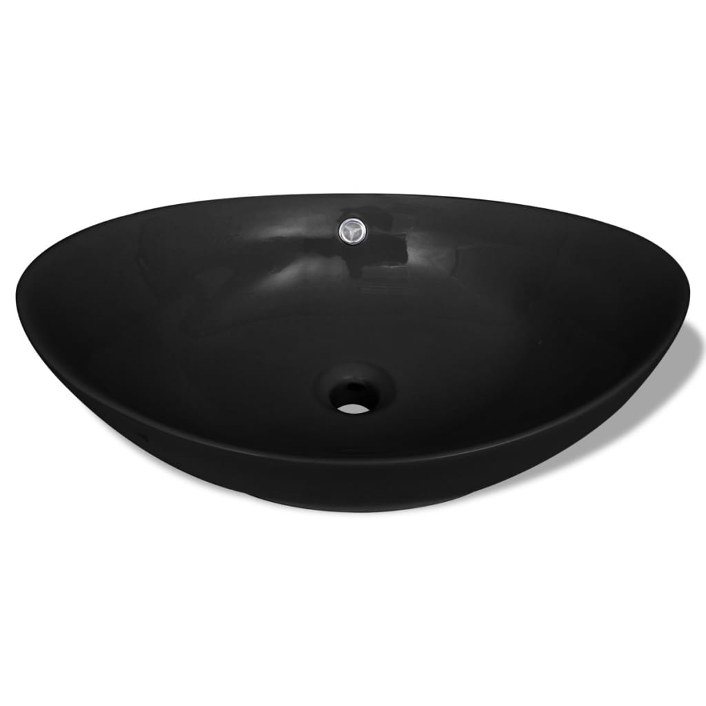 Luxuriöses Keramik Waschbecken Oval Schwarz - Pazzar.ch