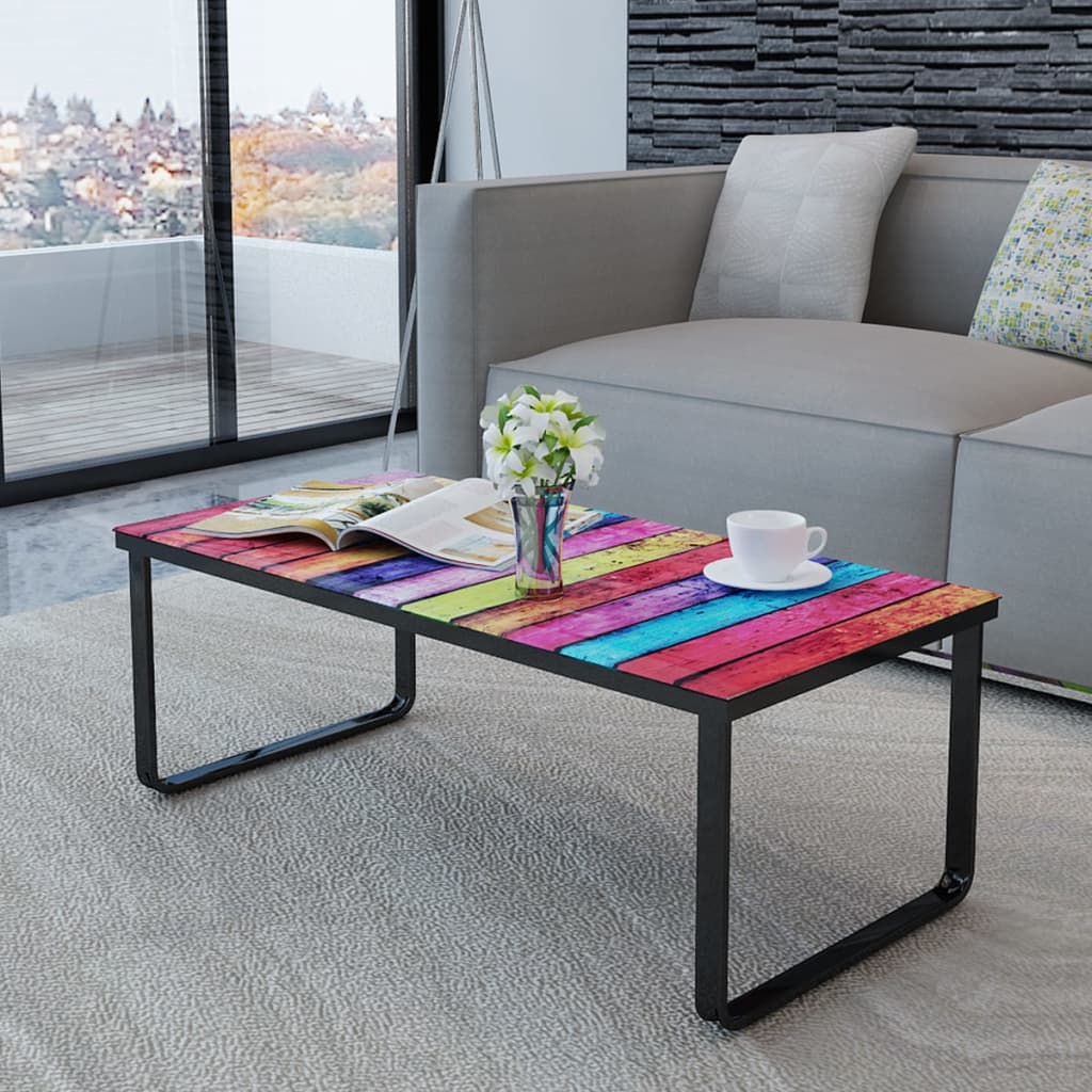 Couchtisch mit Regenbogen-Motiv Glasplatte - Pazzar.ch