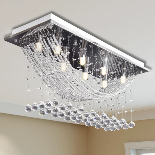Weiße Deckenlampe mit funkelnden Glasperlen 8 x G9 29 cm - Pazzar.ch
