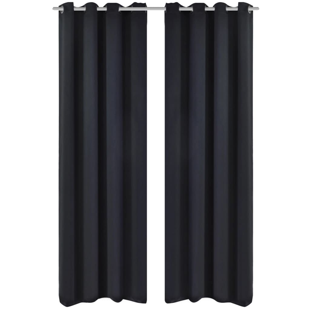 Verdunkelungs-Vorhänge mit Metallringen 135 x 245 cm Schwarz blackout - Pazzar.ch