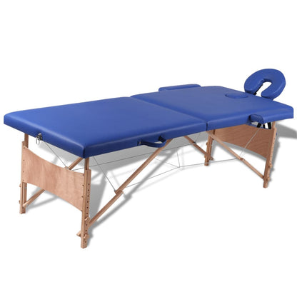 Massageliege Klappbar 2-Zonen mit Holzgestell Blau - Pazzar.ch