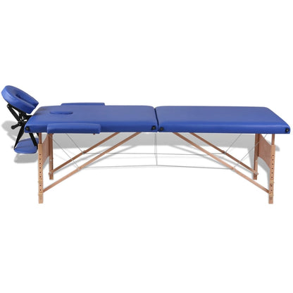 Massageliege Klappbar 2-Zonen mit Holzgestell Blau - Pazzar.ch