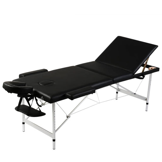 Massagetisch mit Aluminiumrahmen, faltbar 3 Zonen Schwarz - Pazzar.ch