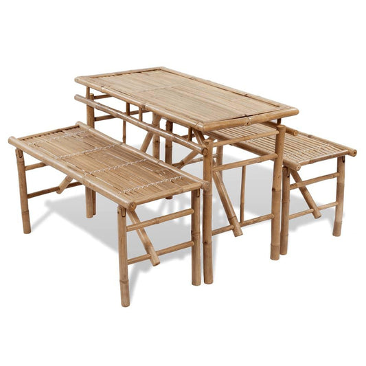 Biertisch mit 2 Bänken 100 cm Bambus - Pazzar.ch
