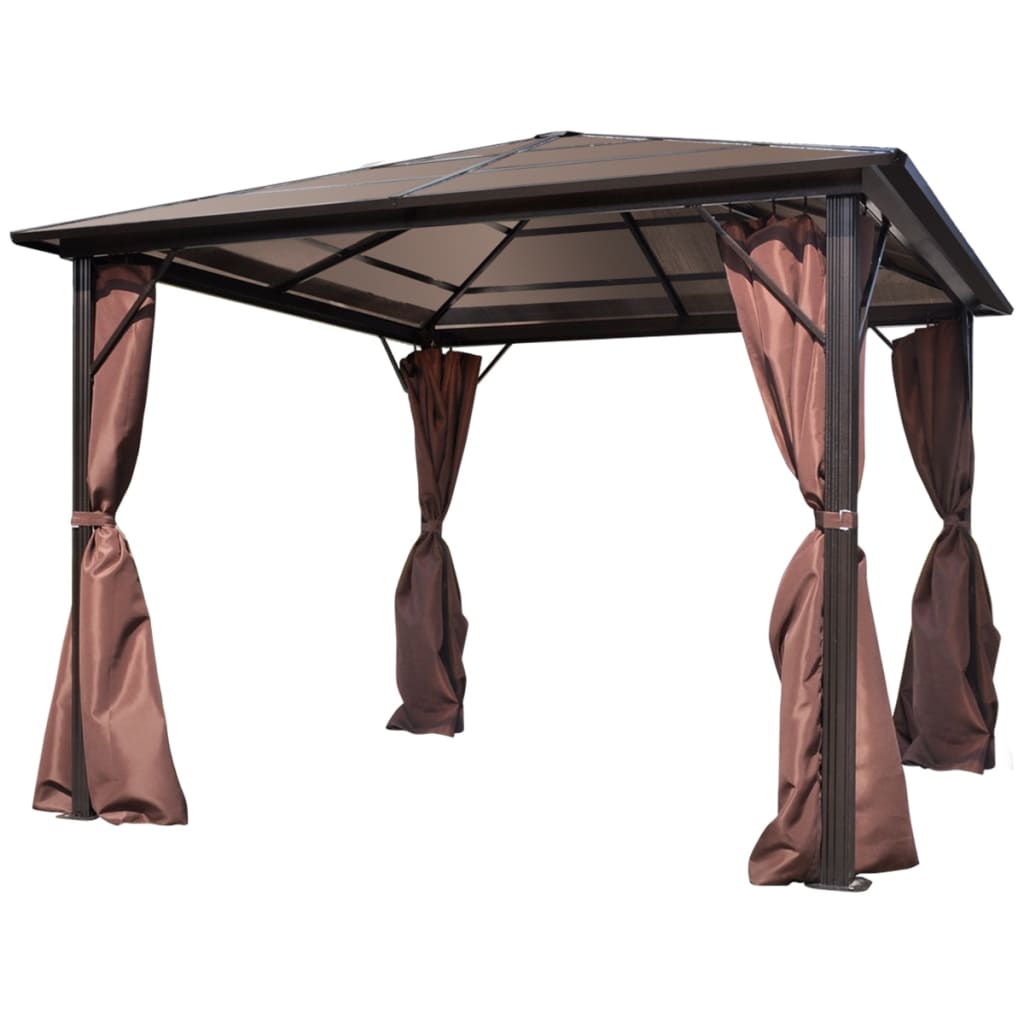 Pavillon mit Vorhängen Braun Aluminium 300 x 300 cm - Pazzar.ch