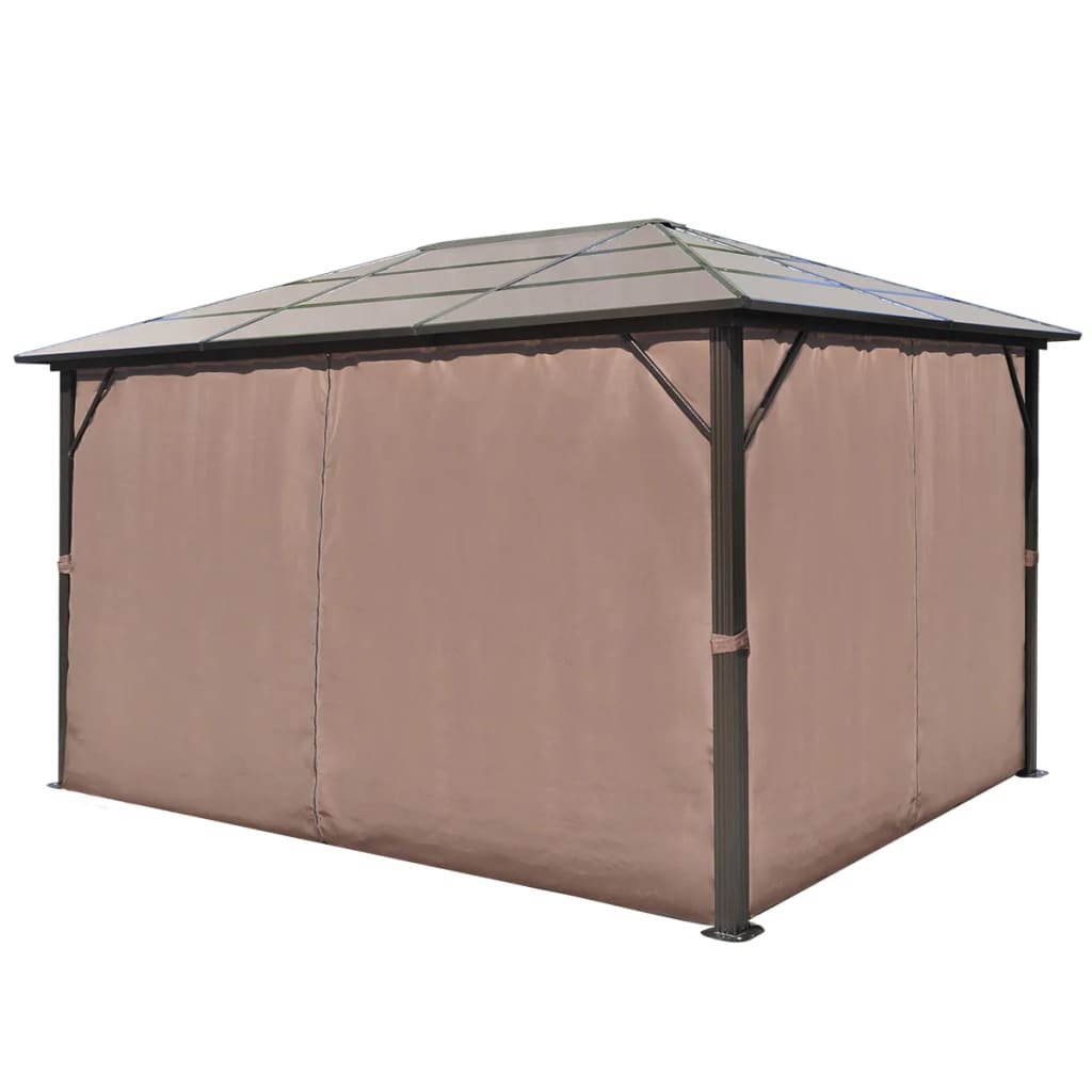 Pavillon mit Vorhängen Braun Aluminium 400 x 300 cm - Pazzar.ch