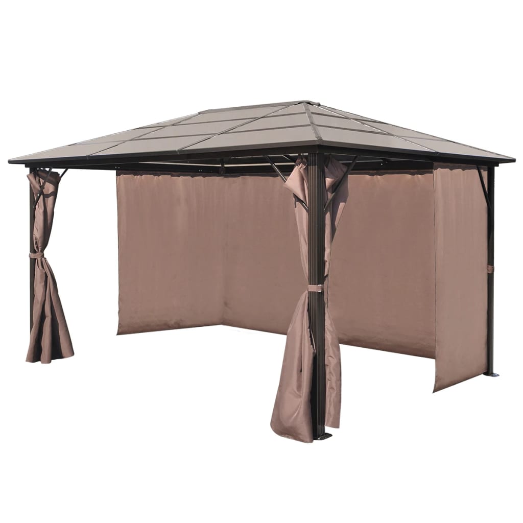 Pavillon mit Vorhängen Braun Aluminium 400 x 300 cm - Pazzar.ch