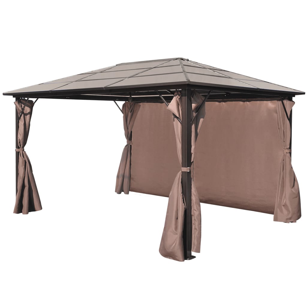 Pavillon mit Vorhängen Braun Aluminium 400 x 300 cm - Pazzar.ch