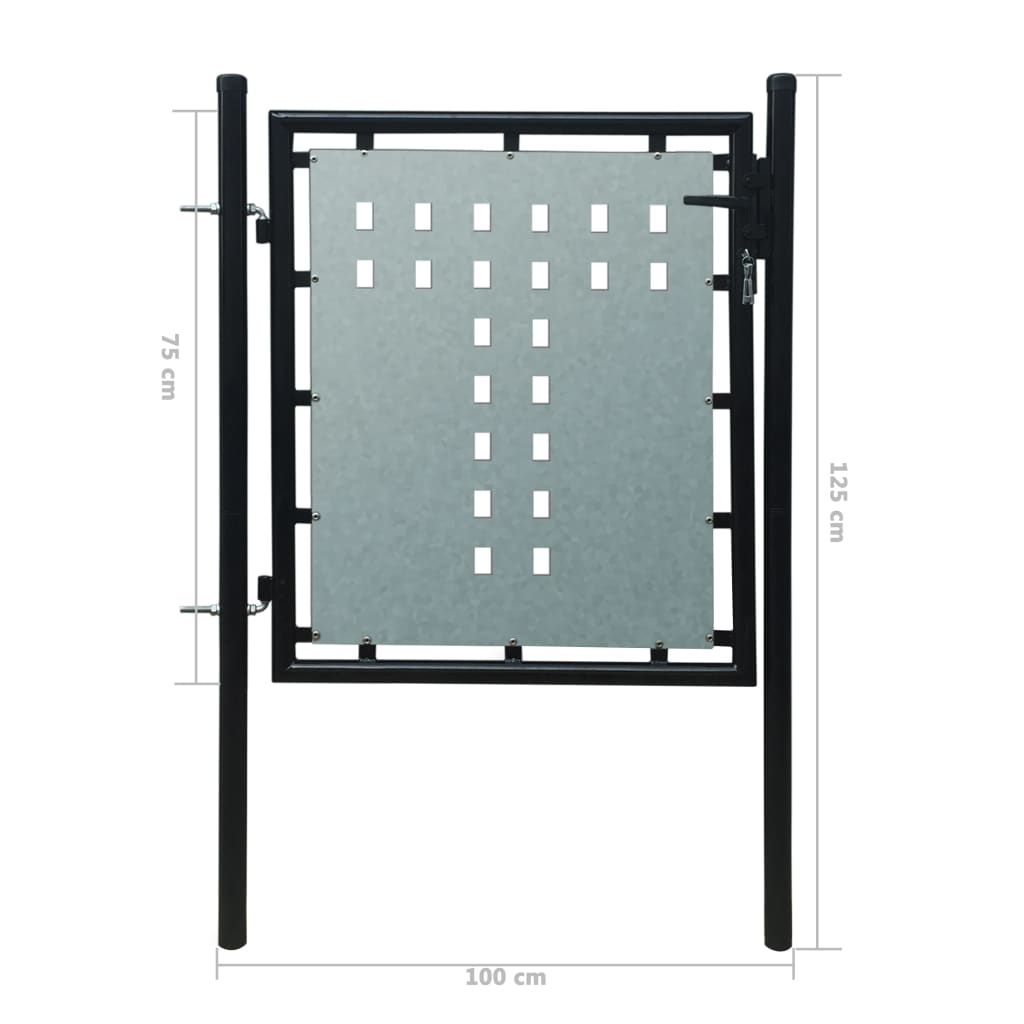 Zauntor (Einzeltor) Schwarz 100x125 cm - Pazzar.ch