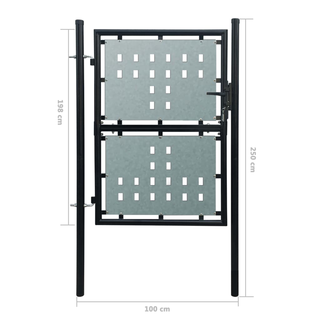 Zauntor (Einzeltor) Schwarz 100x250 cm - Pazzar.ch