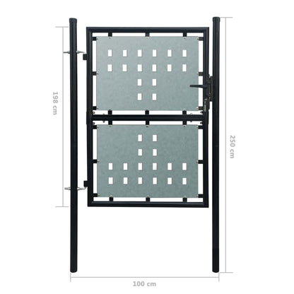 Zauntor (Einzeltor) Schwarz 100x250 cm - Pazzar.ch