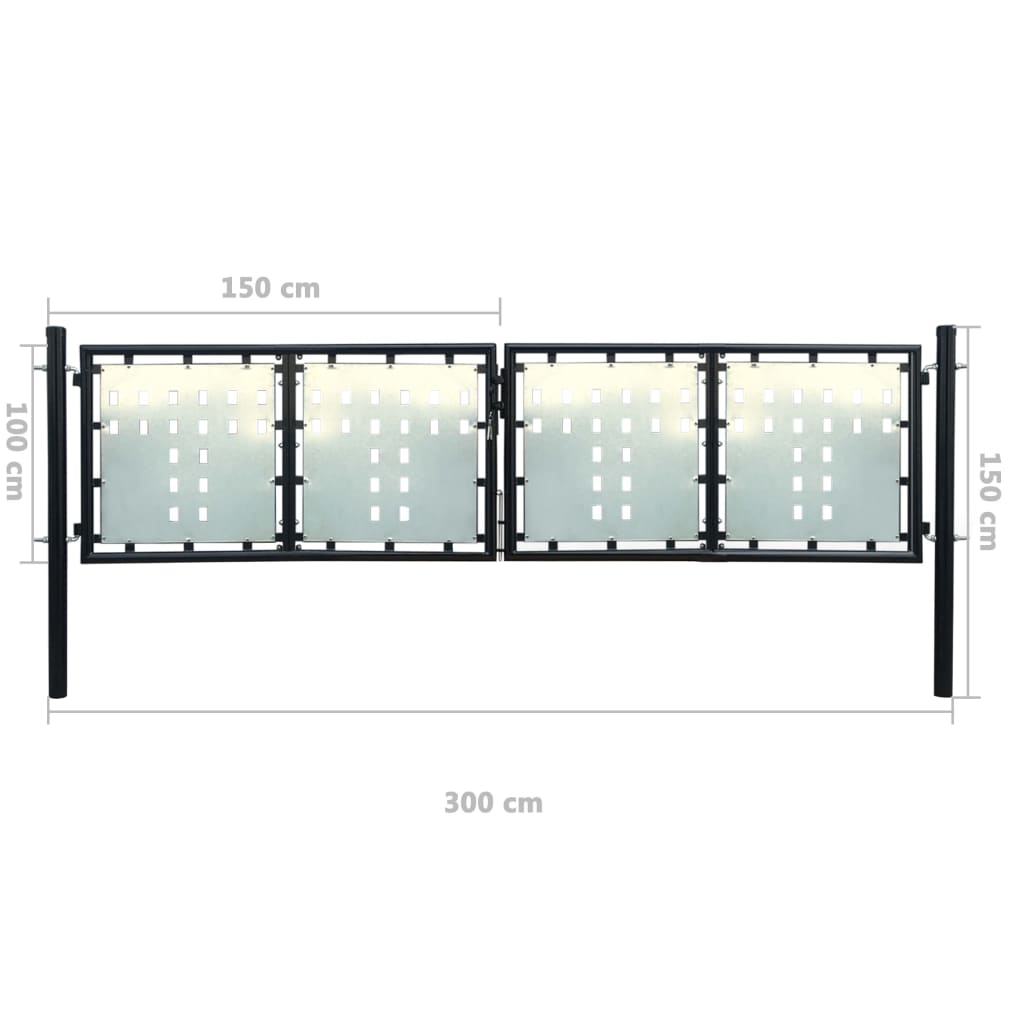 Zauntor (Einzeltor) Schwarz 300x150 cm - Pazzar.ch