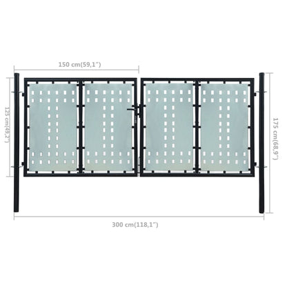Zauntor (Einzeltor) Schwarz 300x175 cm - Pazzar.ch