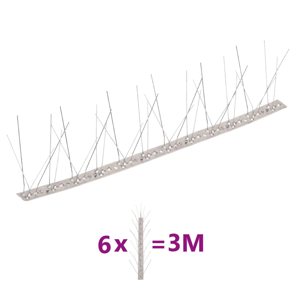 6-tlg. Vogelabwehr-Spikes-Set 3 m Edelstahl 5-reihig - Pazzar.ch