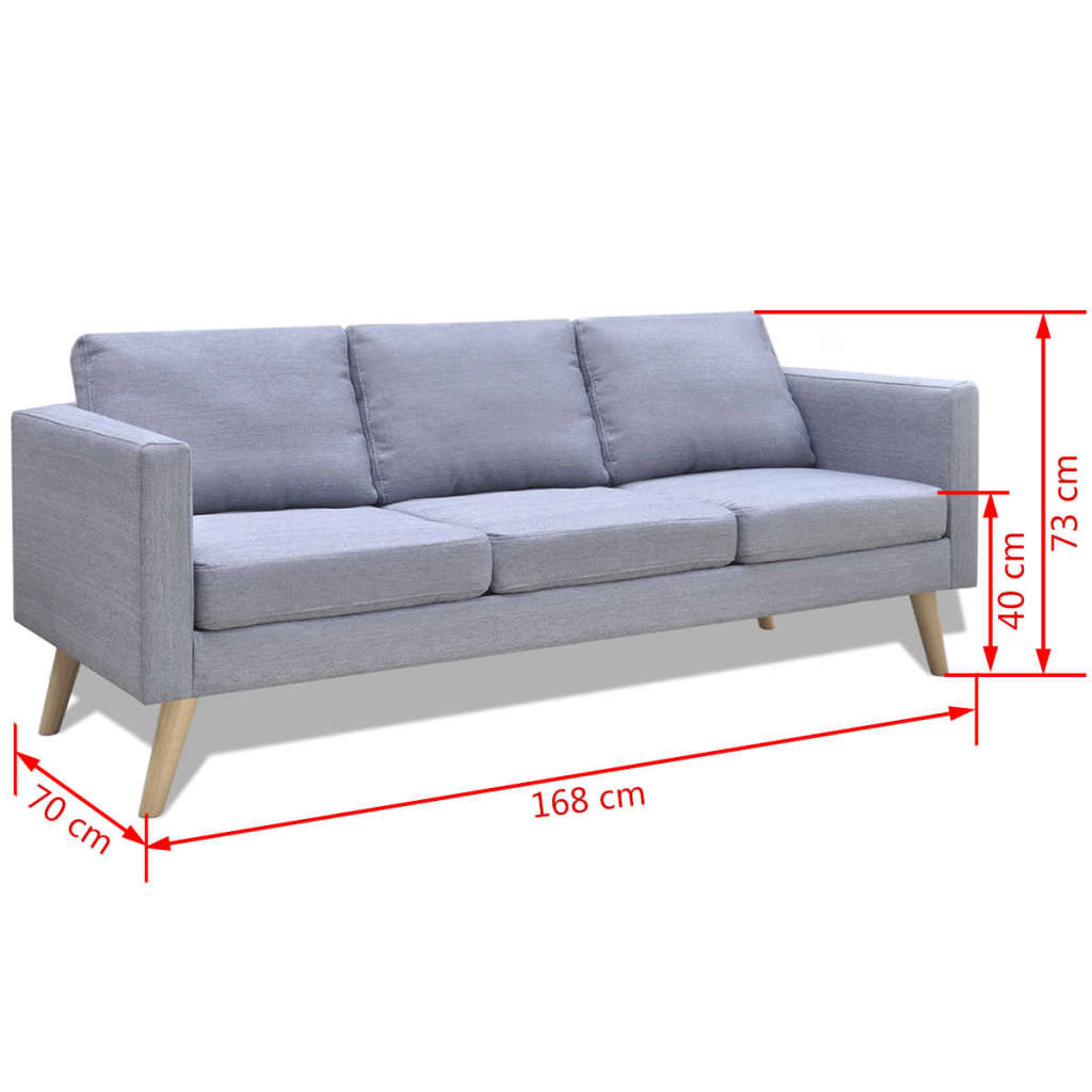 Sofa 3-Sitzer Stoff Hellgrau - Pazzar.ch