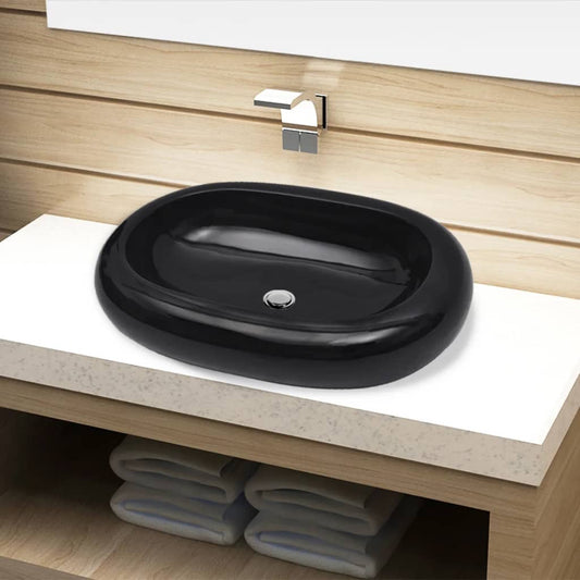 Keramik Waschbecken schwarz oval - Pazzar.ch