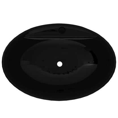 Keramik Waschbecken Hahnloch/Überlaufloch schwarz oval - Pazzar.ch