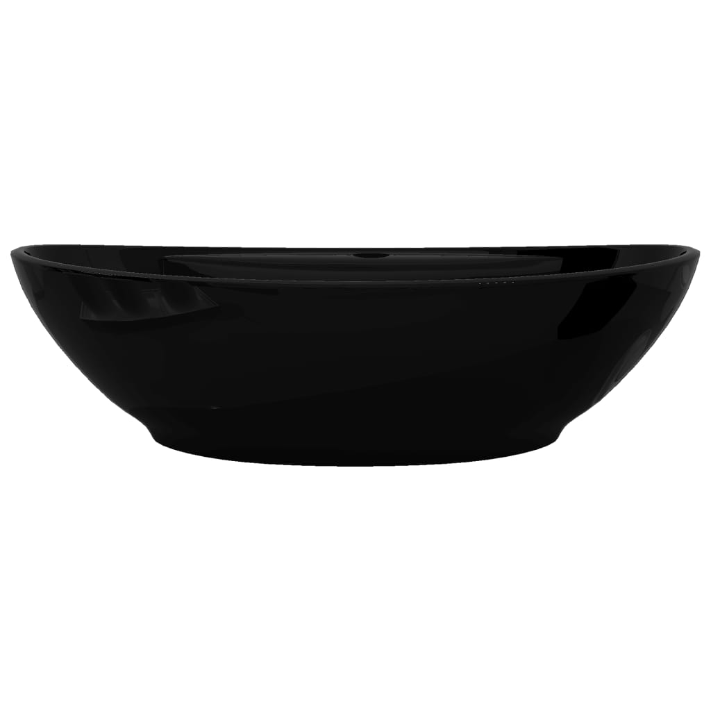 Keramik Waschbecken Hahnloch/Überlaufloch schwarz oval - Pazzar.ch