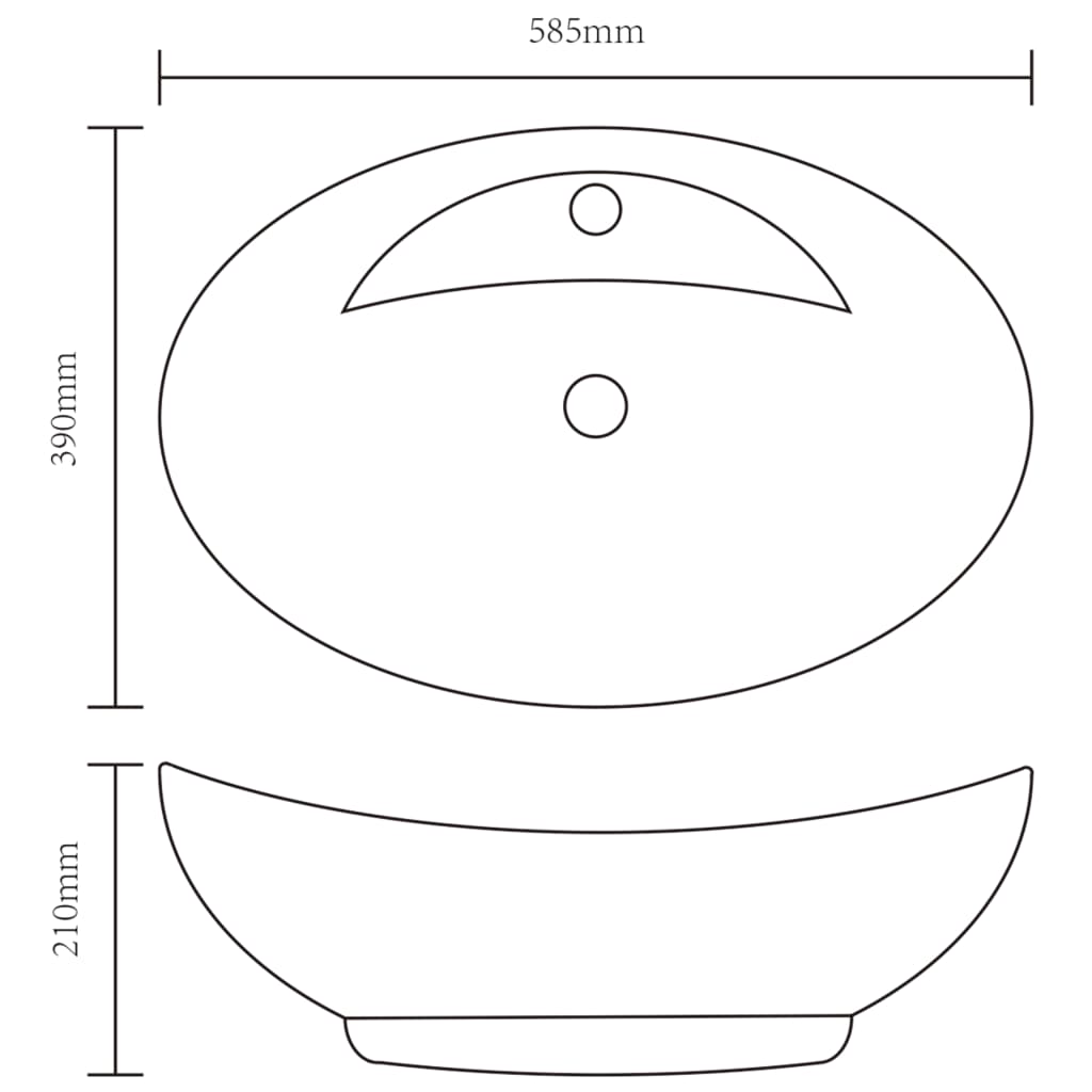 Keramik Waschbecken Hahnloch/Überlaufloch schwarz oval - Pazzar.ch