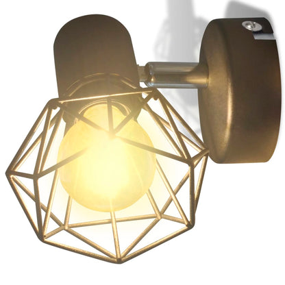 Wandleuchten 2 Stk. LED-Glühlampe Industrie-Stil Drahtschirm Schwarz - Pazzar.ch
