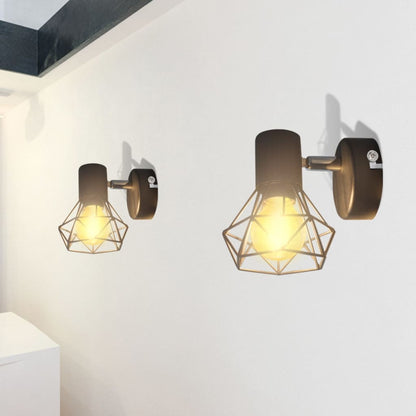 Wandleuchten 2 Stk. LED-Glühlampe Industrie-Stil Drahtschirm Schwarz - Pazzar.ch