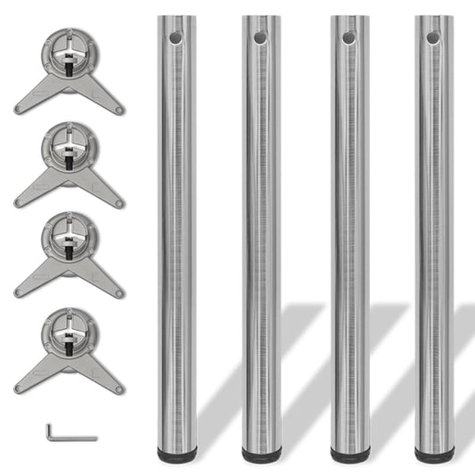 4x höhenverstellbares Tischbein Nickel gebürstet 710 mm - Pazzar.ch