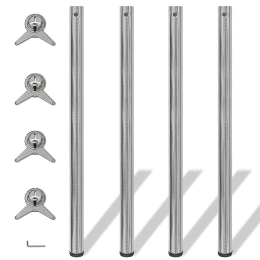 4x höhenverstellbares Tischbein Nickel gebürstet 1100 mm - Pazzar.ch