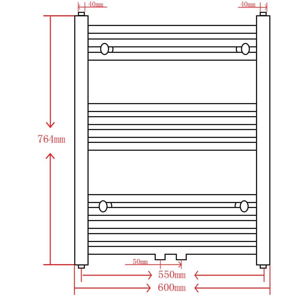 Handtuchheizkörper Warmwasser Gerade Schwarz 600x764 mm - Pazzar.ch