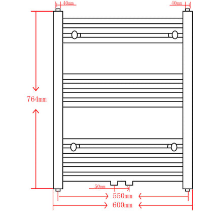 Handtuchheizkörper Warmwasser Gerade Schwarz 600x764 mm - Pazzar.ch