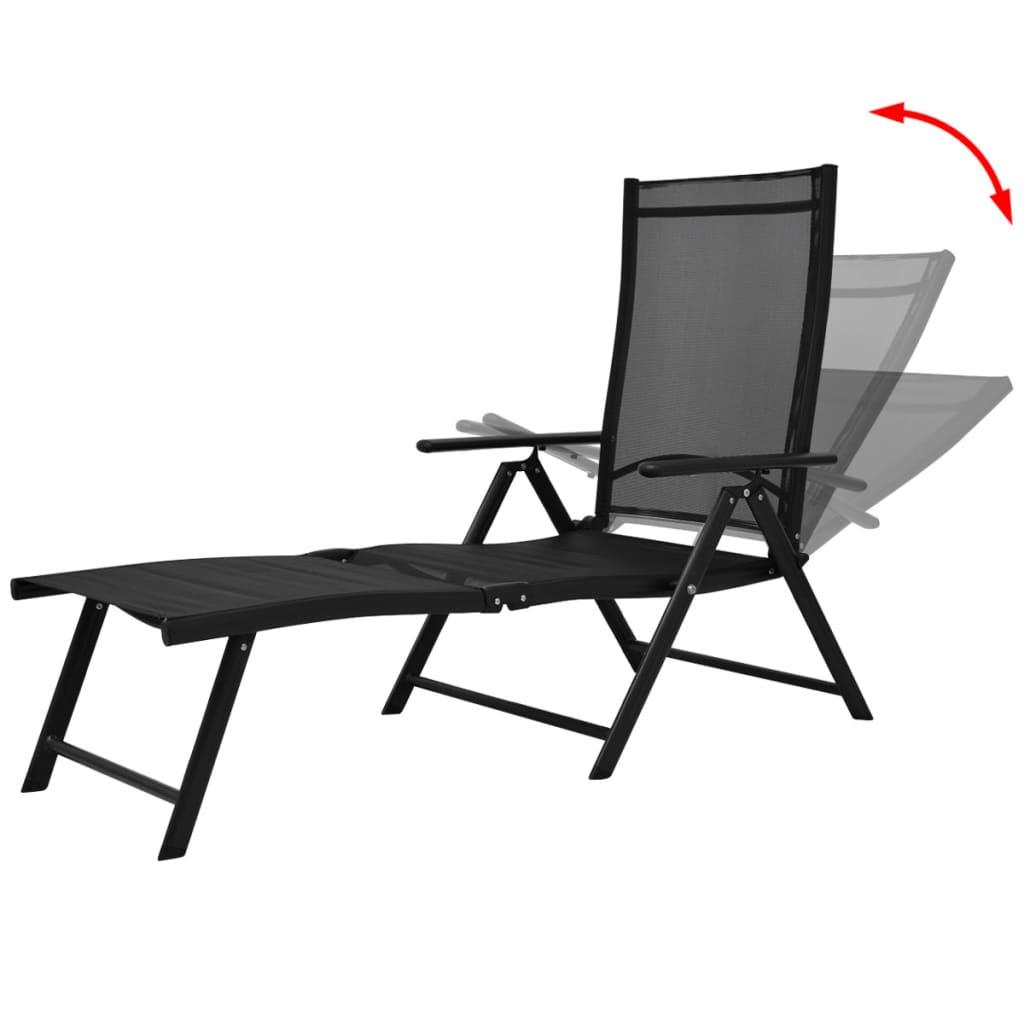 Sonnenliege Klappbar Aluminium 178x63,5x96 cm Schwarz - Pazzar.ch