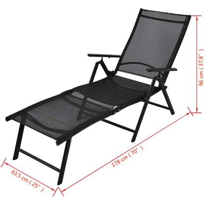 Sonnenliege Klappbar Aluminium 178x63,5x96 cm Schwarz - Pazzar.ch