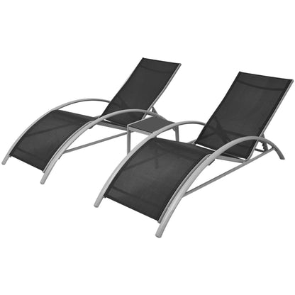 Sonnenliegen mit Tisch Aluminium Schwarz - Pazzar.ch