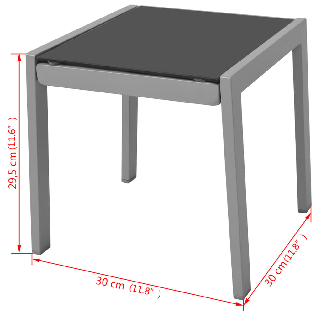 Sonnenliegen mit Tisch Aluminium Schwarz - Pazzar.ch