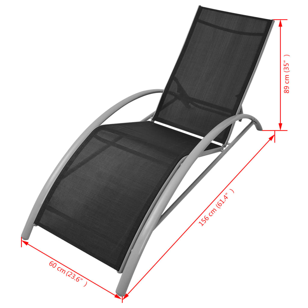 Sonnenliegen mit Schirm Aluminium Schwarz - Pazzar.ch