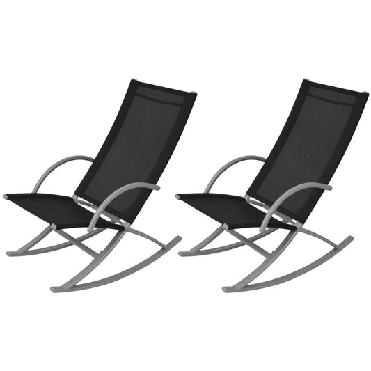 Garten-Schaukelstühle 2 Stk. Stahl und Textiline Schwarz - Pazzar.ch
