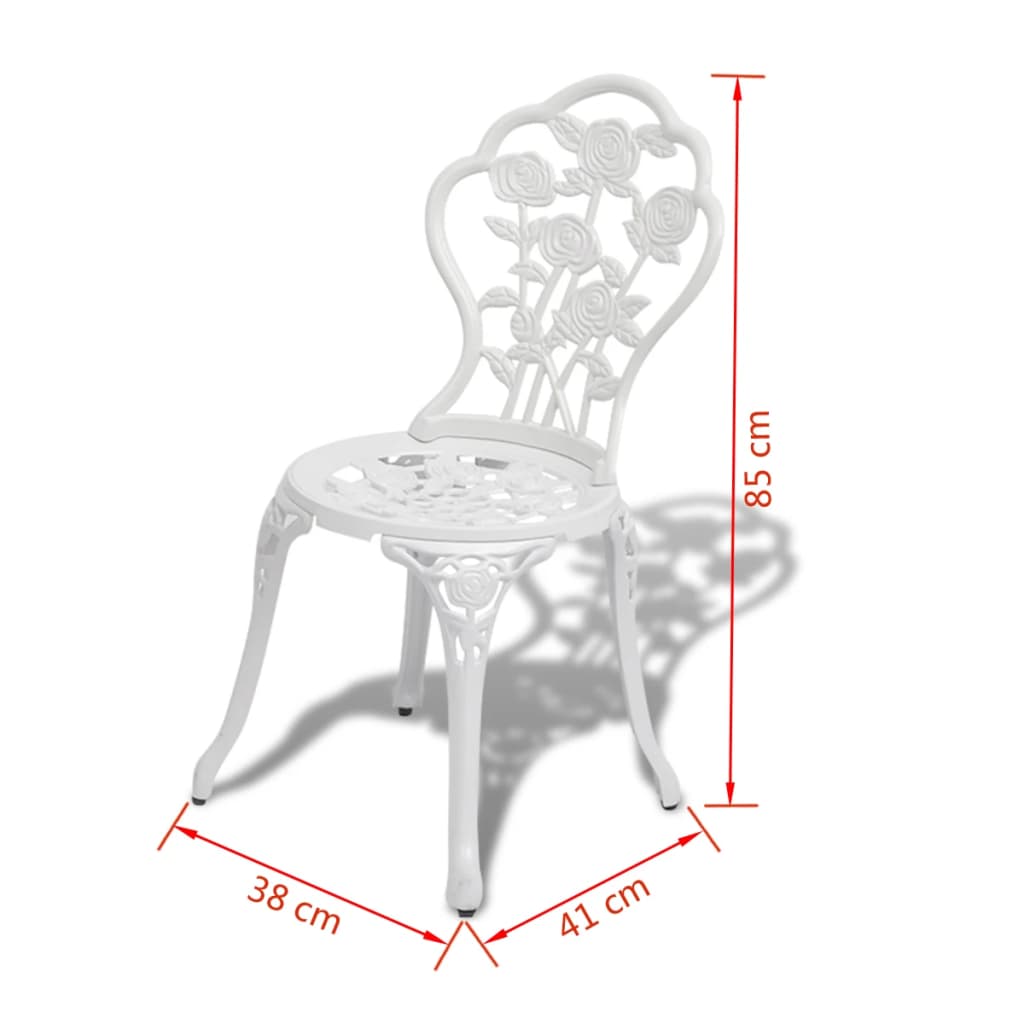 3-tlg. Bistro-Set Aluminiumguss Weiß - Pazzar.ch