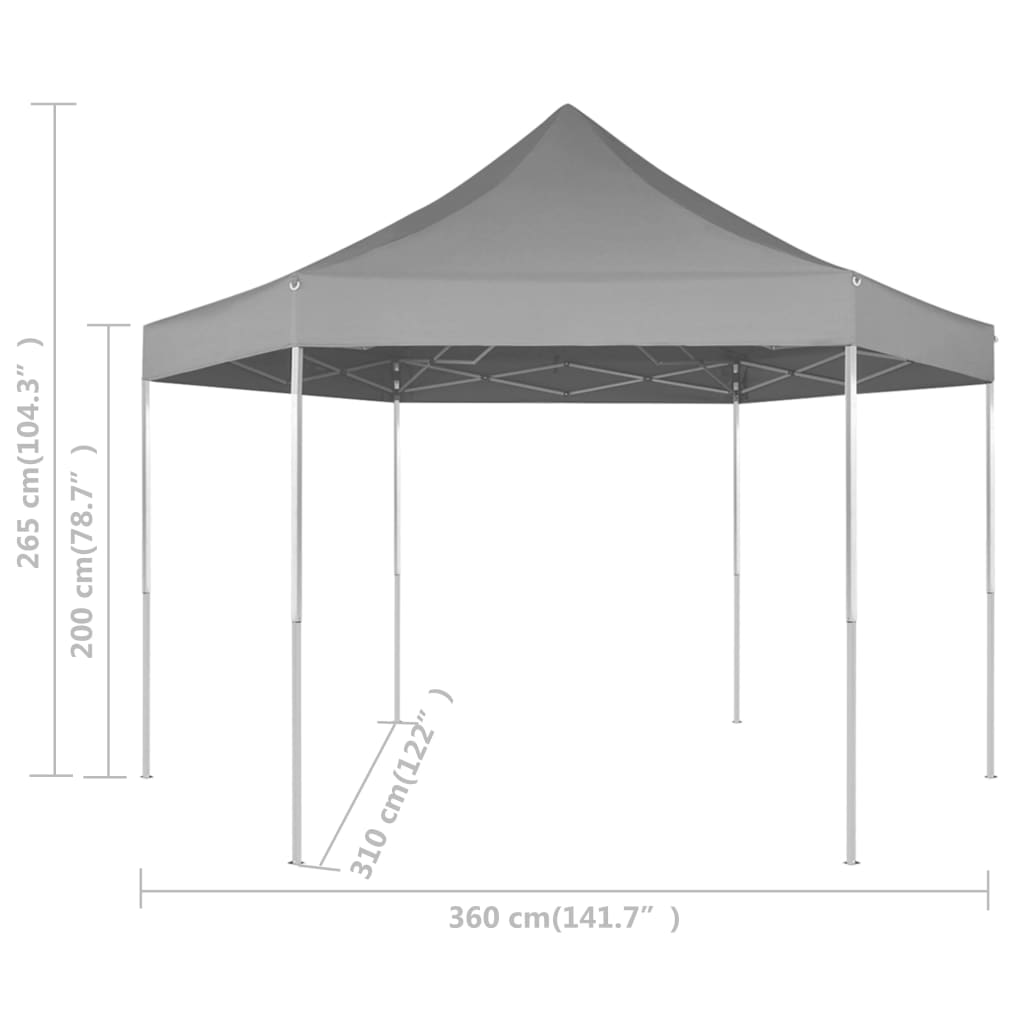 Pop-Up-Partyzelt Hexagonal Faltbar Grau 3,6x3,1 m - Pazzar.ch