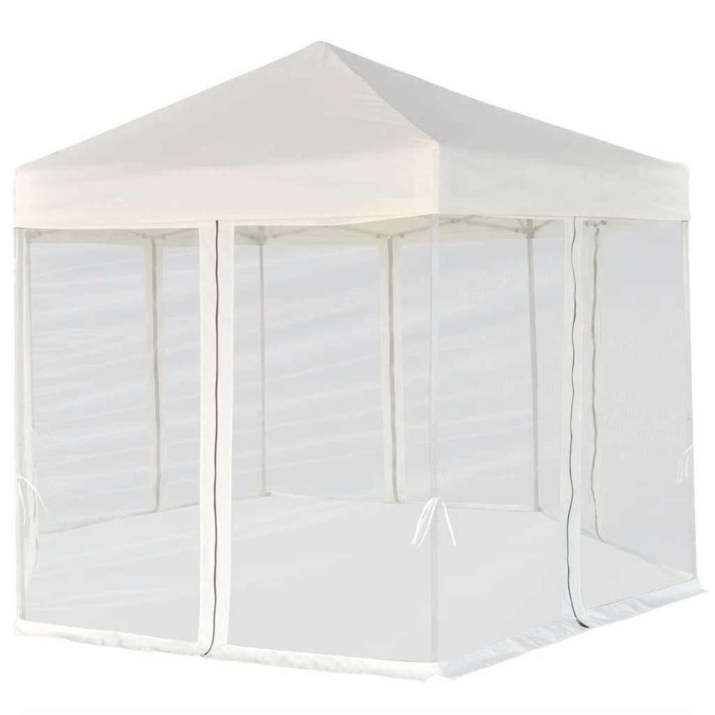Hexagonal Pop-Up Zelt mit 6 Seitenwänden Cremeweiß 3,6x3,1 m - Pazzar.ch