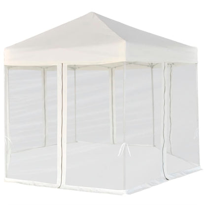 Hexagonal Pop-Up Zelt mit 6 Seitenwänden Cremeweiß 3,6x3,1 m - Pazzar.ch