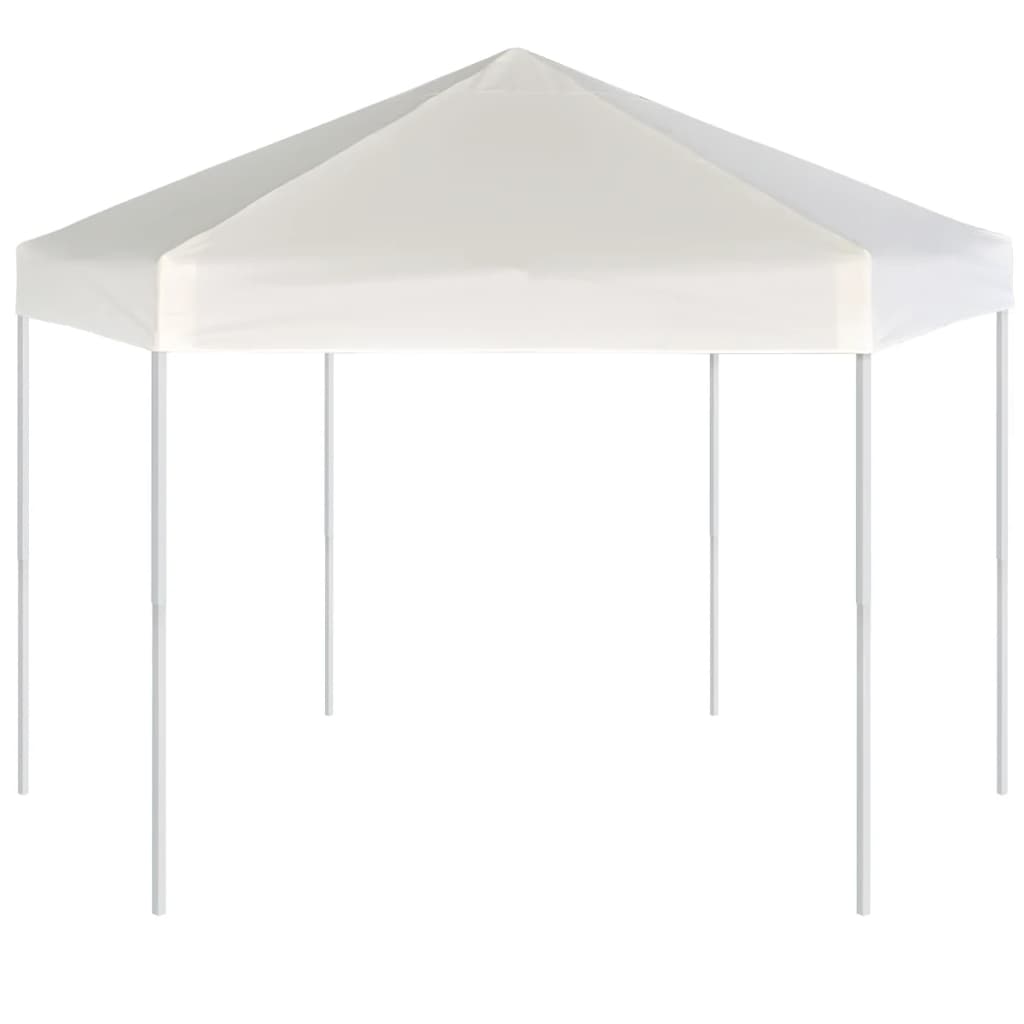 Hexagonal Pop-Up Zelt mit 6 Seitenwänden Cremeweiß 3,6x3,1 m - Pazzar.ch