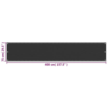 Balkonsichtschutz HDPE 75x400 cm Anthrazit - Pazzar.ch