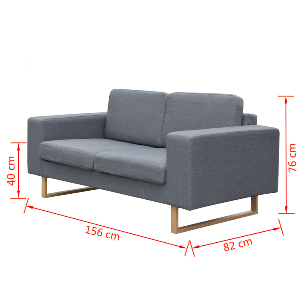Sofa 2-Sitzer Stoff Hellgrau