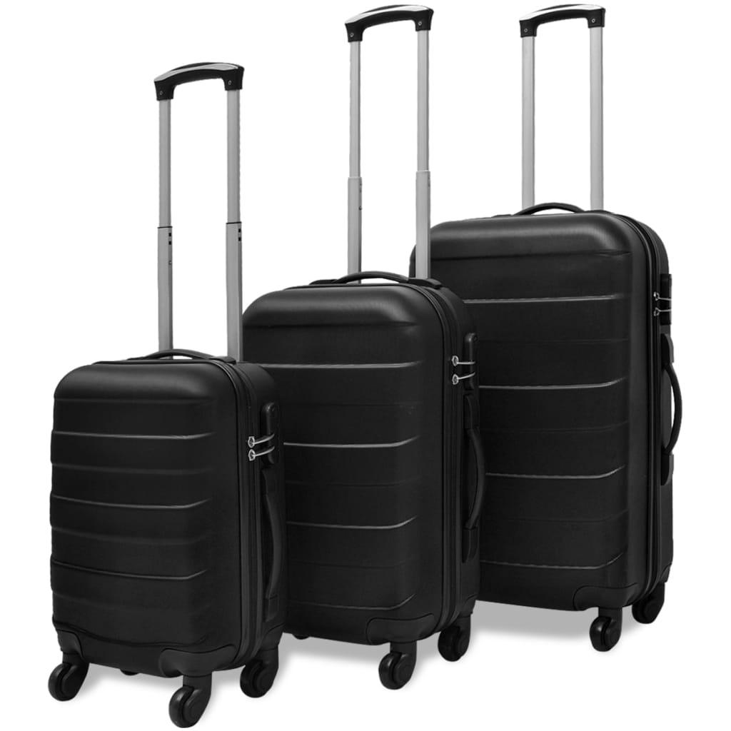 3-tlg. Hartschalenkoffer-Set Schwarz 45,5/55/66 cm - Pazzar.ch